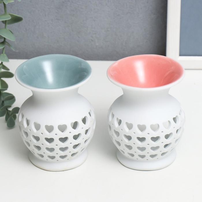 Аромалампа керамика Аромалампа керамика "Сеточка из сердец" МИКС 9х7,5х7,5 см