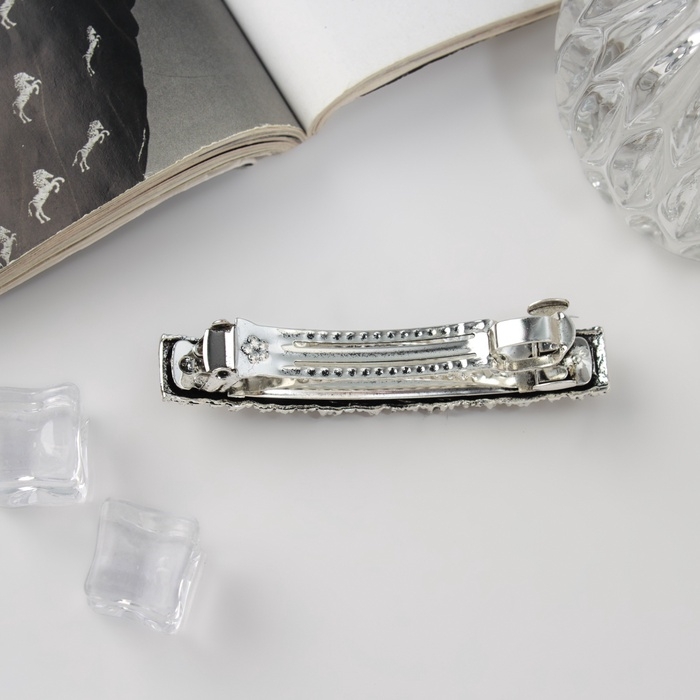 Заколка-автомат Заколка-автомат "Сэнди" прямой, 8,5 см, серебро