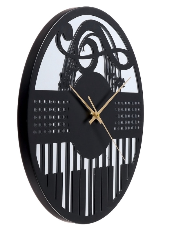 Часы настенные интерьерные «Пианино», плавный ход, d-40 см, с зеркалом Часы настенные интерьерные «Пианино», плавный ход, d-40 см, с зеркалом
