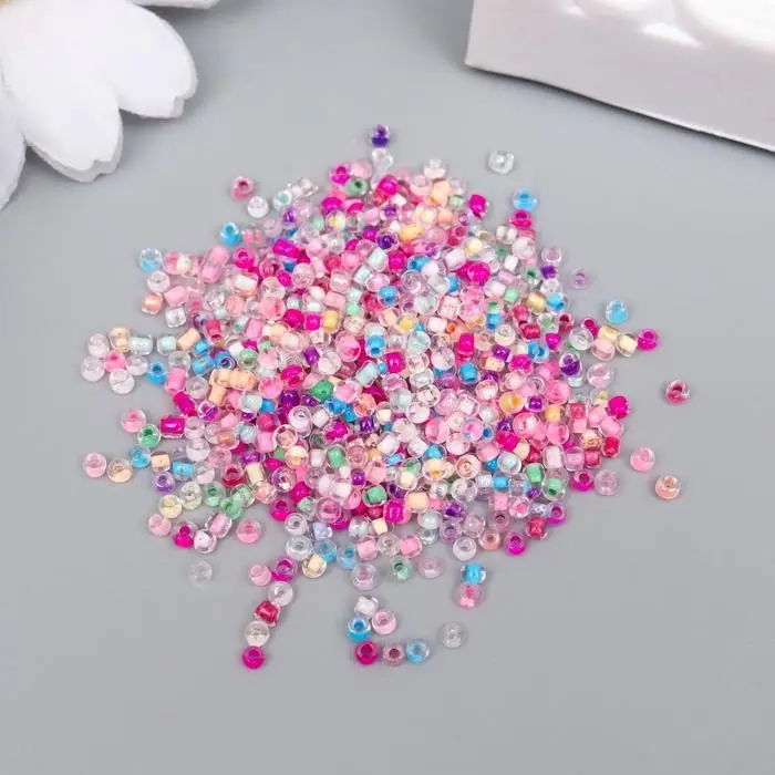 Бисер круглый размер 12/0  Бисер круглый размер 12/0 "Прозрачный с цветной серединкой" 20 гр