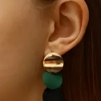 Серьги металл &laquo;Азелия&raquo;, выгнутые круги, чёрно-зелёные в золоте