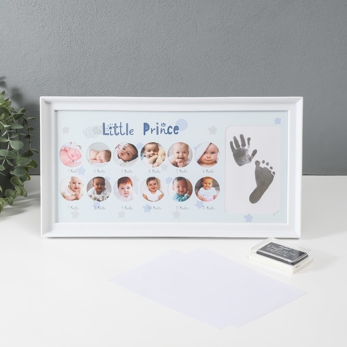 Фоторамка на 12 фото 3х3 см с штемп.подушкой "Маленький принц" белая 2х38х20 см