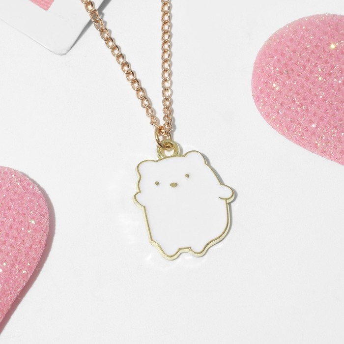 Кулон детский «Выбражулька» медвежонок, цвет белый в золоте Кулон детский «Выбражулька» медвежонок, цвет белый в золоте