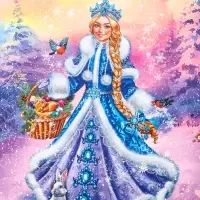 Пакет подарочный новогодний ламинированный, «Снегурочка и зайчик» , 26×12×32 см