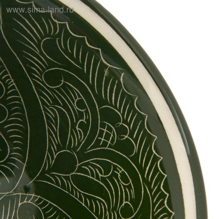 Пиала чайная Риштанская керамика Пиала чайная Риштанская керамика "Узоры" большая, зелёная, 11 см