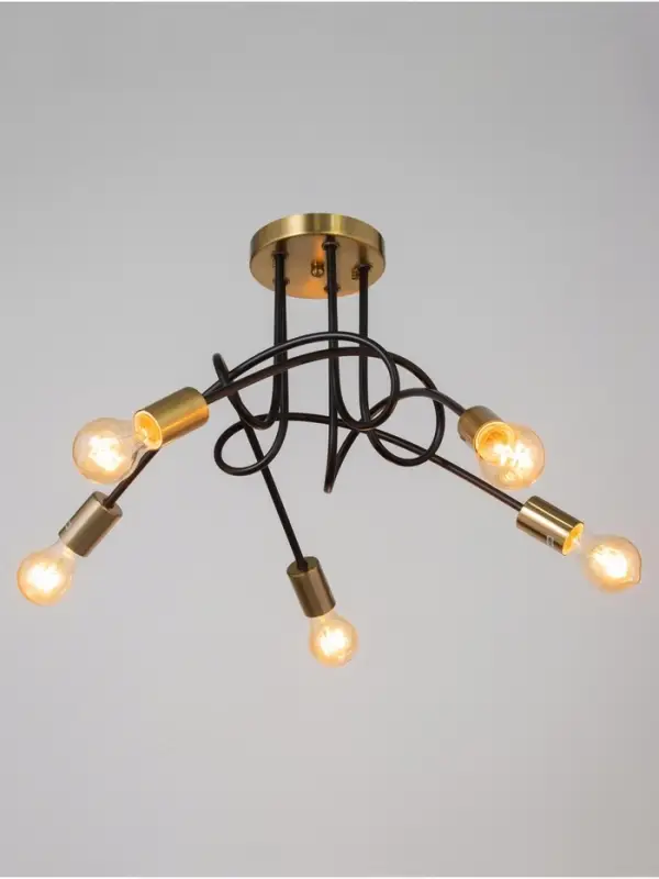 Люстра &laquo;Узел&raquo; 5&times;40 Вт Е27 черный/латунь 52&times;52&times;36 см