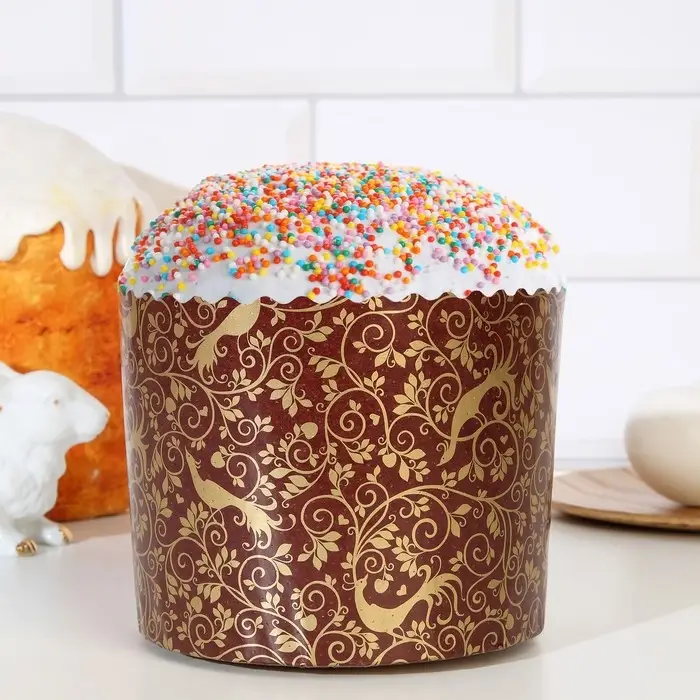 Форма бумажная для кекса, маффинов и кулича Форма бумажная для кекса, маффинов и кулича "РАЙСКИЙ САД" 124х100мм ( фасовка 1200 шт)