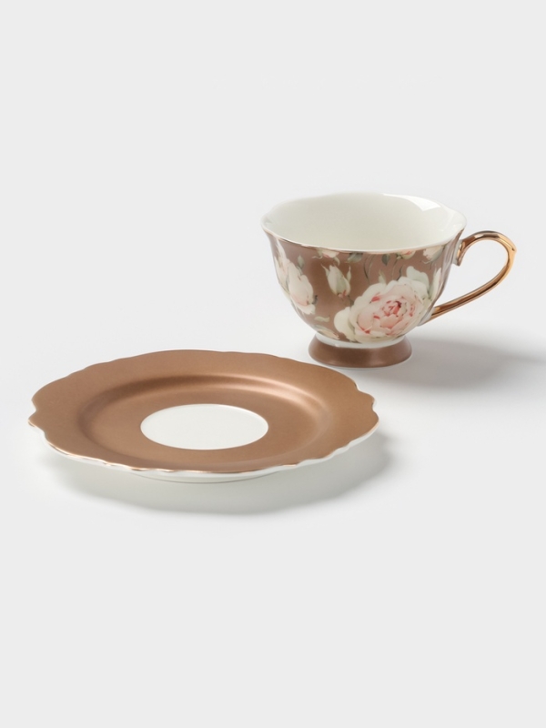 Чайная пара 220 мл WY   Чайная пара 220 мл WY  "Pink O'hara", бежевый