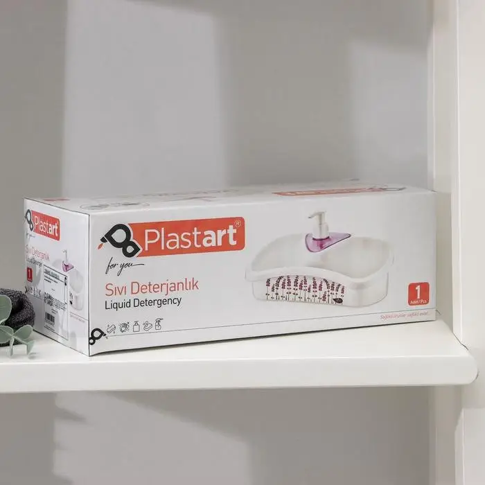 Подставка для ванных и кухонных принадлежностей с дозатором, 26×12×13 см, цвет МИКС