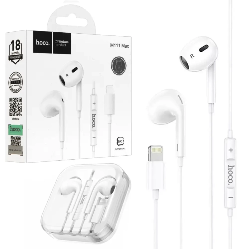 Наушники M111 MAX Lightning HOCO Белые