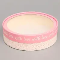 Коробка для макарун, кондитерская упаковка тубус с окном With love 20&times;20&times;5 см