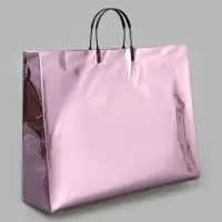 Пакет подарочный ПВХ, голография, розовый, пластиковая ручка, 44&times;33&times;12 см