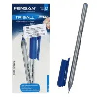 Ручка шариковая Pensan. Triball, синий стержень, игольчатый узел 1 мм, на масляной основе, треугольный корпус