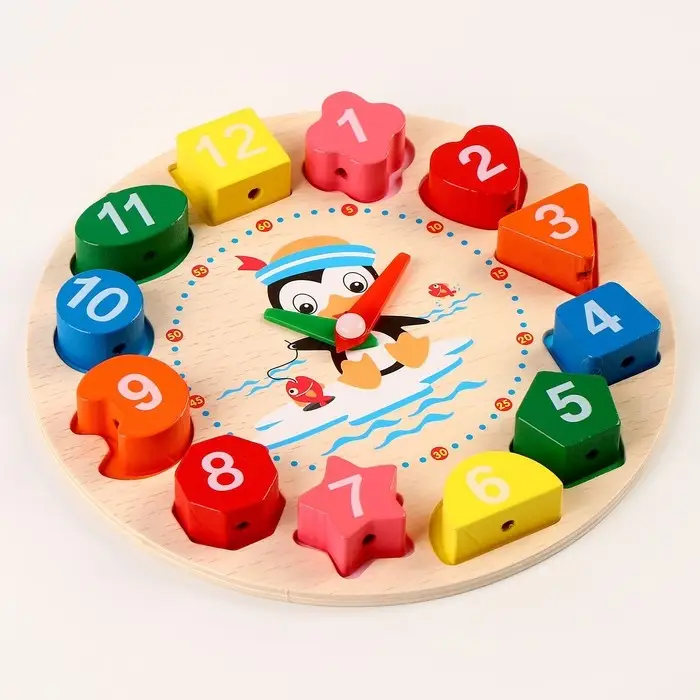 Развивающая деревянная игрушка &laquo;Часы&raquo;, 20 заданий