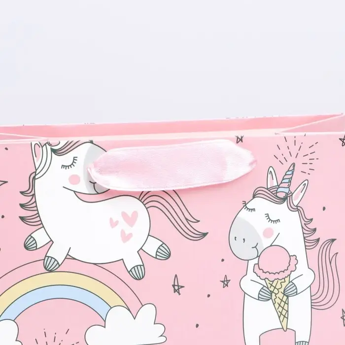 Пакет подарочный, упаковка, &laquo;Единорожки и радуга&raquo;, 14 х 11 х 6.5 см