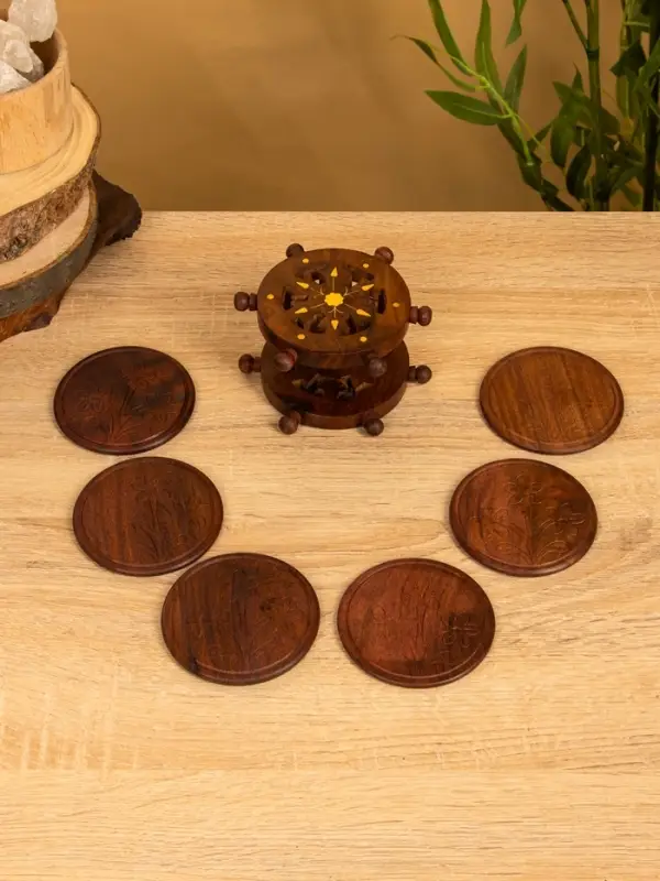 Подставка под горячее  Подставка под горячее "Штурвал" (набор 6 шт), 12х11,5х6,8 см,  дерево шишам