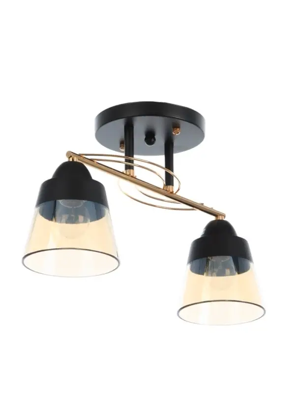 Люстра потолочная BayerLux &laquo;Кансе&raquo;, 2хЕ27, 40 Вт, черно-золотой, 41&times;15&times;23 см