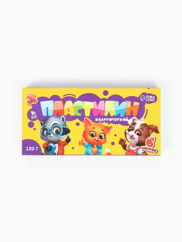 Пластилин 6 цветов, 120 г