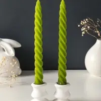Набор свечей витых, 2.3&times;24.5 см, 5 ч, 50 г, 2 шт., оливковый, в подарочной коробке