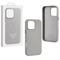 Чехол iPh 16 Pro Leather Case 100% ORG (MagSafe) c LOGO Light Grey