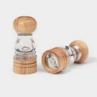 Набор мельниц для соли и перца Доляна, 2 предмета: 10.5&times;5 см, 11.5&times;5 см, прозрачный