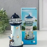 Сувенир настольный "Маяк с птицей" сетка, синий, 3хLR1130, RGB, LED 7,5х7,5х18 см Сувенир настольный "Маяк с птицей" сетка, синий, 3хLR1130, RGB, LED 7,5х7,5х18 см