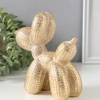 Сувенир полистоун "Воздушный шарик - собачка, в клеточку" золото 15х6,7х15 см