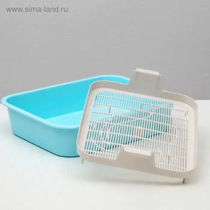 Туалет для кошек &laquo;Мур-мяу&raquo;, 33&times;25&times;7 с. с сеткой, пластик, голубой