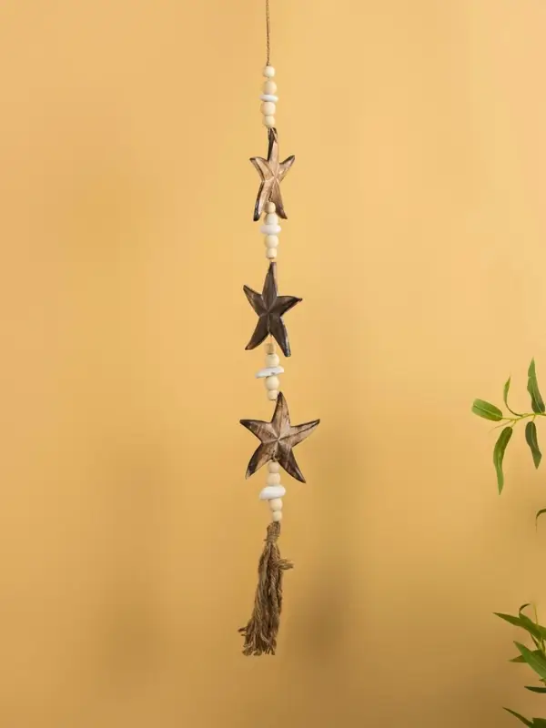 Подвеска декоративная «Звёздочки», 13×3×100 см, дерево, камень, коричневая Подвеска декоративная «Звёздочки», 13×3×100 см, дерево, камень, коричневая