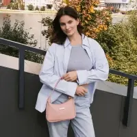 Сумка женская багет на молнии, 25&times;7&times;13.5 см, розовая