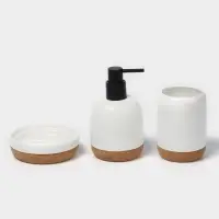 Набор для ванной SAVANNA &laquo;Пробка&raquo;, 3 предмета, дозатор для мыла, стакан, мыльница