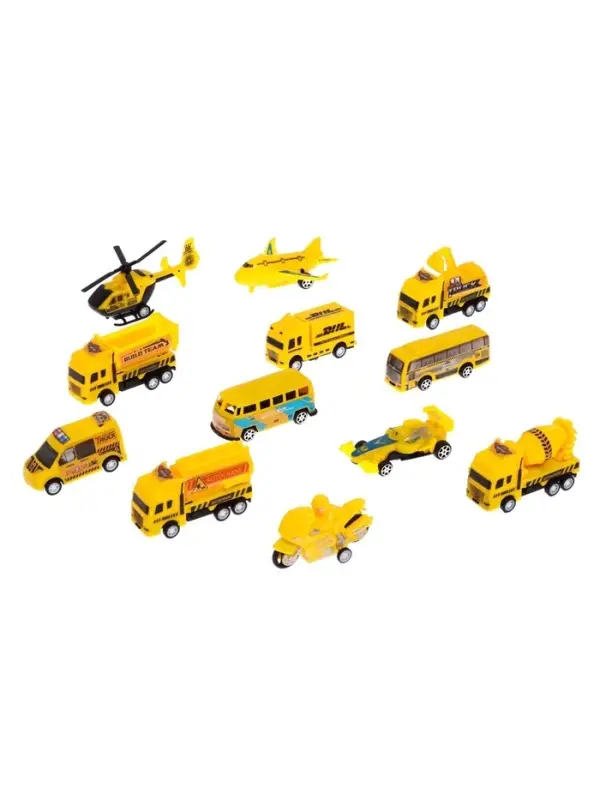 Набор игровой &laquo;Строительная техника&raquo;, машинки 12 шт., с дорожными знаками и игровым полем