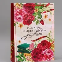 Пакет подарочный ламинированный, упаковка, &laquo;Дорогому Учителю&raquo;, L 28&times;38&times;9 см