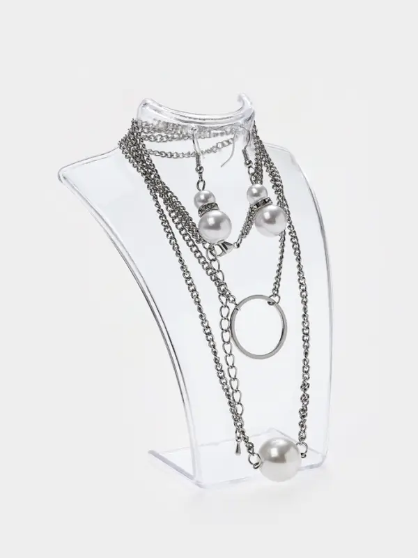 Бюст для украшений с отверстиями для серёжек QF, 10&times;2.5&times;13 см, h=13 см, прозрачный, глянцевый