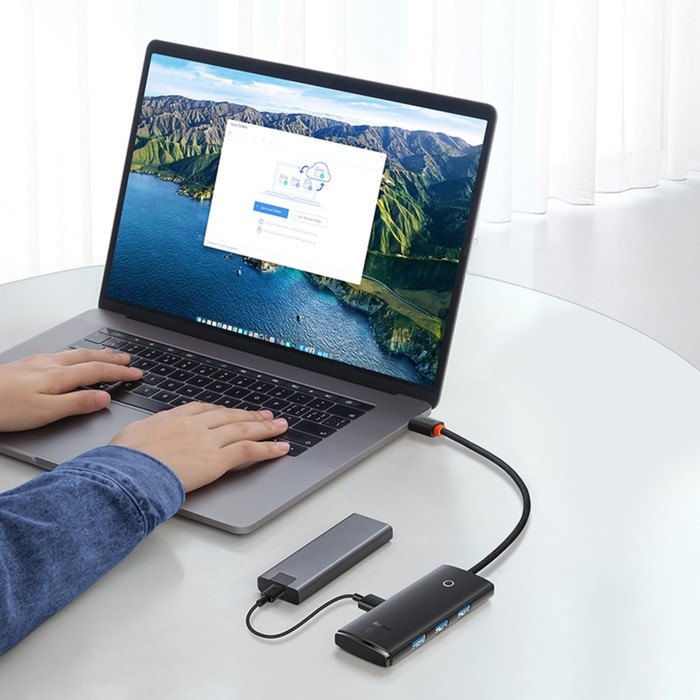 Адаптер-разветвитель (HUB) Baseus, Type-C - 4хUSB 3.0, 0.25 см, чёрный Адаптер-разветвитель (HUB) Baseus, Type-C - 4хUSB 3.0, 0.25 см, чёрный