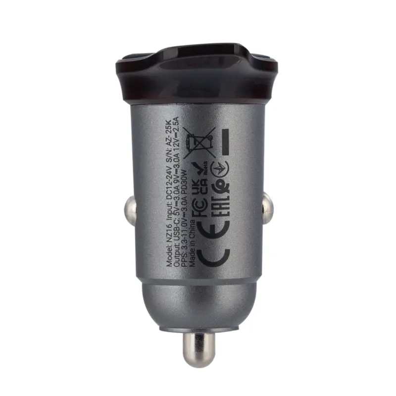 Переходник автомобильного зарядного устройства на Type-C PD30W NZ16 HOCO серый