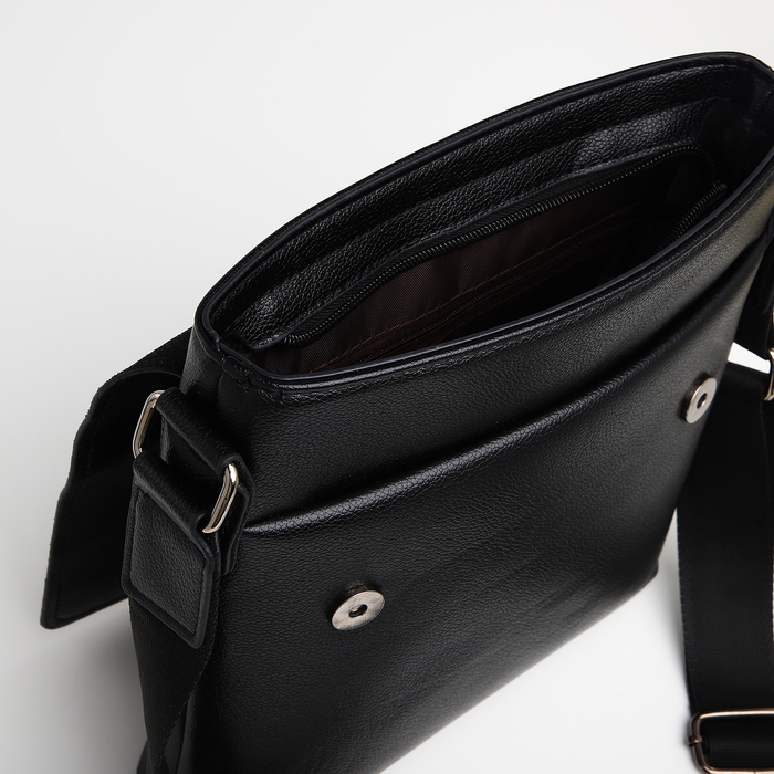 Сумка мужская через плечо TEXTURA, наружный карман, цвет чёрный Сумка мужская через плечо TEXTURA, наружный карман, цвет чёрный