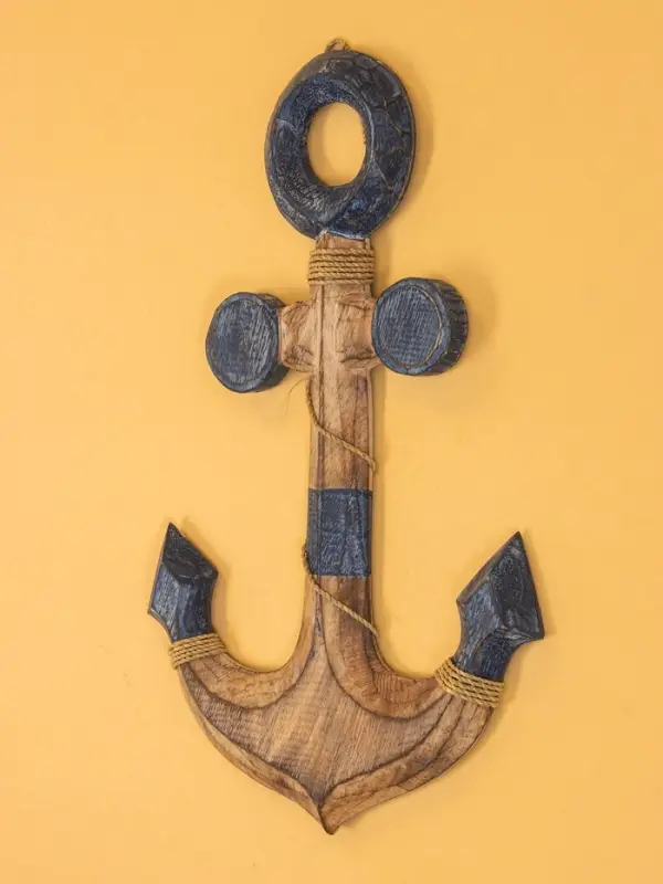 Декор интерьерный "Якорь" дерево 23х2х40 см, цв. сине-коричневый