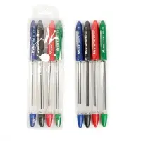 Набор шариковых ручек, 4 цвета, прозрачный корпус, в блистере