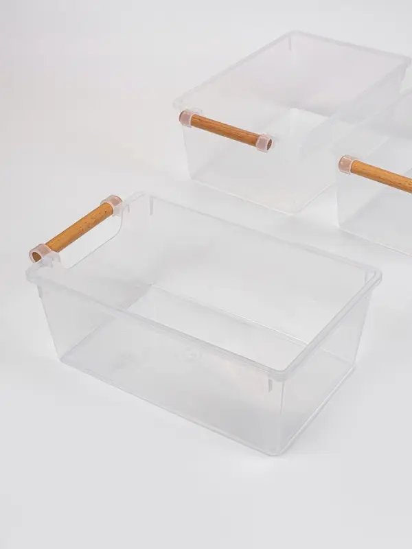 Корзины для хранения Wood Fusion, набор 3 шт.: 31.7&times;19.5&times;11.5 см, пластик, буковое дерево