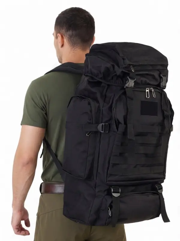 Рюкзак туристический Adventure мужской, 70 л, oxford, чёрный