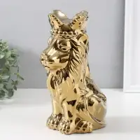 Фигурка керамика &laquo;Лев в короне&raquo;, золото, 17&times;12&times;26 см