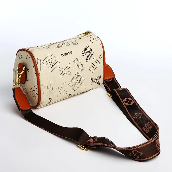 Сумка женская кросс-боди на молнии, 22&times;11&times;15 см, с принтом, бежевая