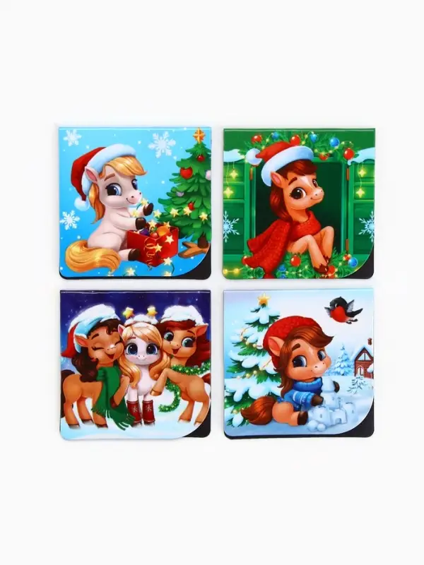 Магнитные закладки Магнитные закладки "Лошадка", на открытке, 4 шт