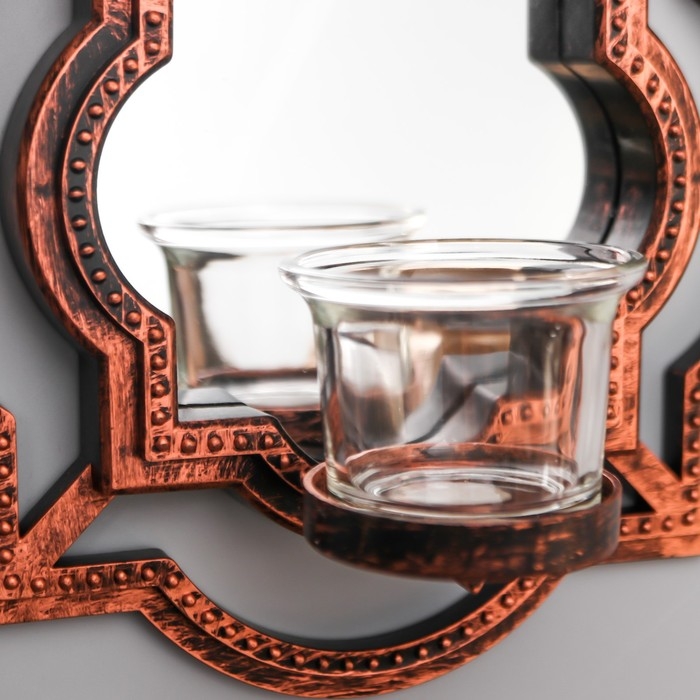 Подсвечник настенный стекло на 1 свечу Подсвечник настенный стекло на 1 свечу "Отражение" набор 2 шт d-4 см ст. бронза 8х20х20,5 см