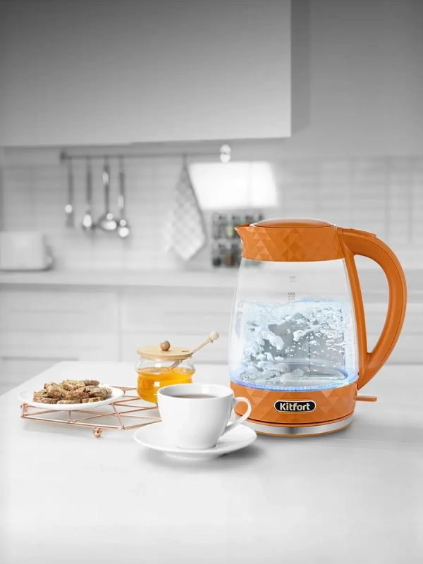 Чайник электрический стеклянный с подсветкой КТ-6123 - 2 л