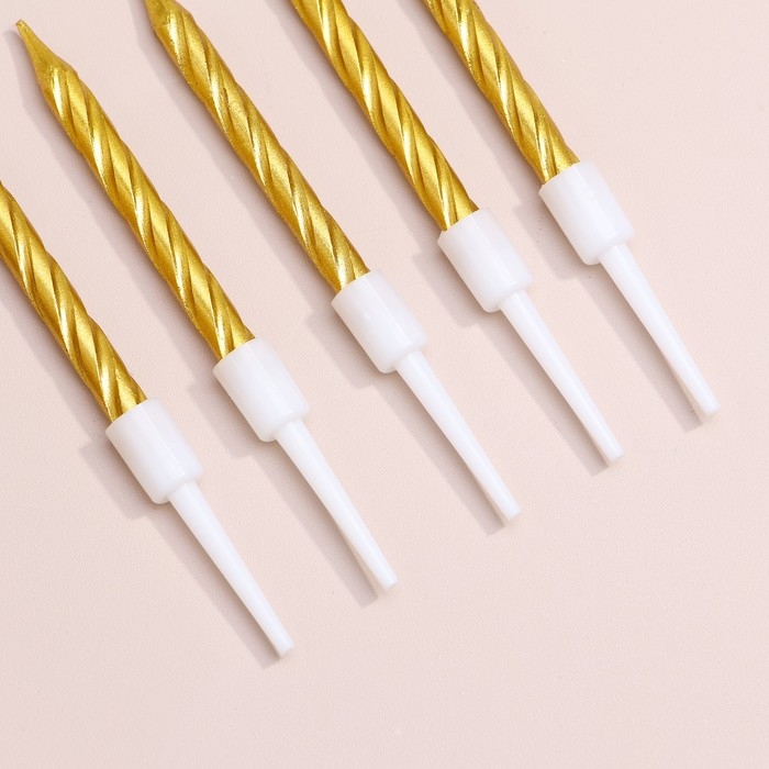 Свечи в торт Свечи в торт "Спираль", 10 шт, средние, 5 см, золотой металлик