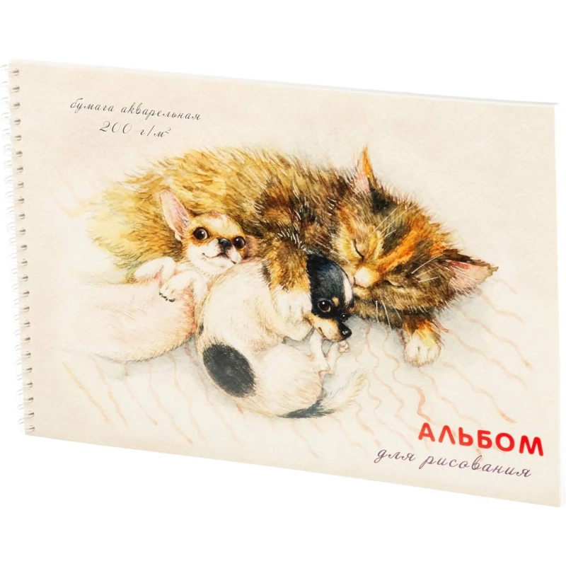 Альбом для рисования акварелью 20л,А4,200гр,греб,подл. Спящие дружочки 2914