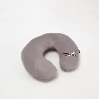 Подушка для путешествий бархатная "Время путешествий", серая, 28 х 30 х 9  см