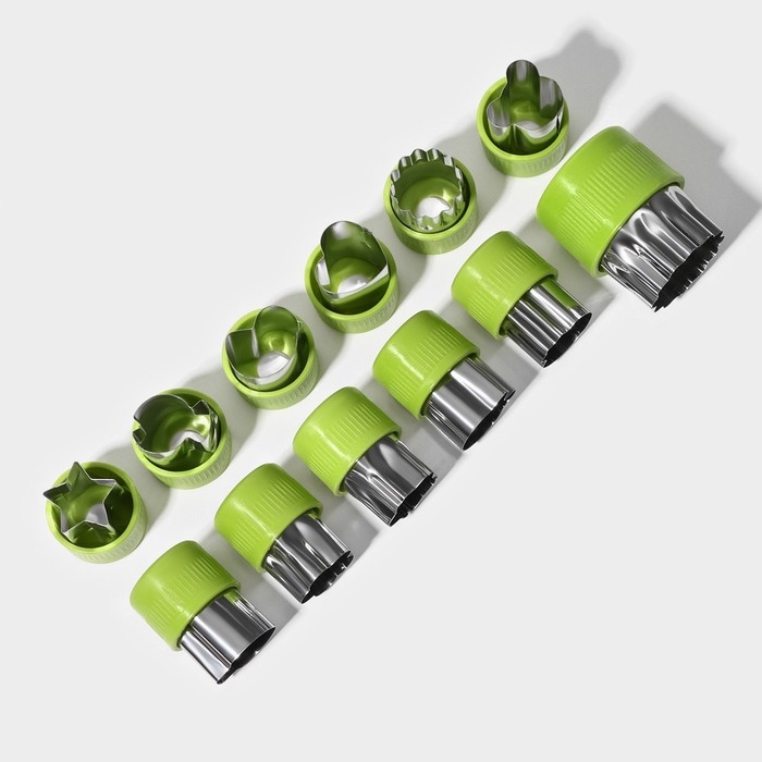 Набор овощерезок Доляна «Вкус», 12 предметов, зелёный Набор овощерезок Доляна «Вкус», 12 предметов, зелёный